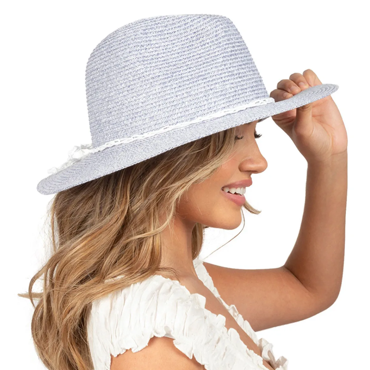 Marled Straw Fedora-David & Young New