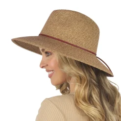Marled Straw PU Band Fedora-David & Young Best
