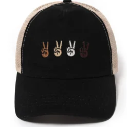 Peace Sign Mesh Back Baseball Cap-PonyFlo Outlet