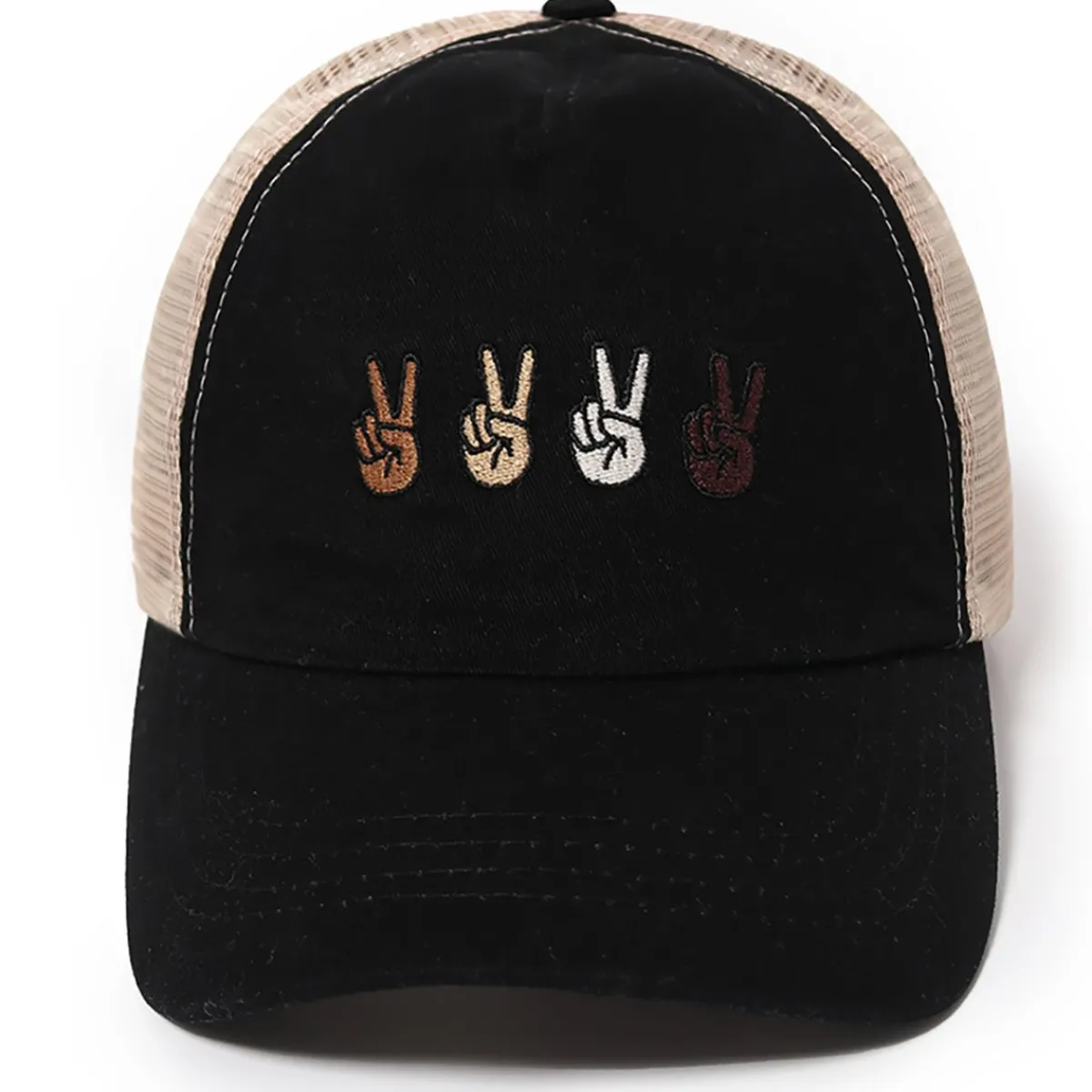 Peace Sign Mesh Back Baseball Cap-PonyFlo Outlet