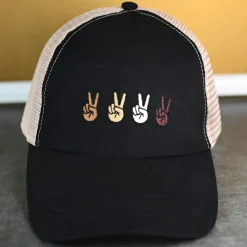 Peace Sign Mesh Back Baseball Cap-PonyFlo Outlet