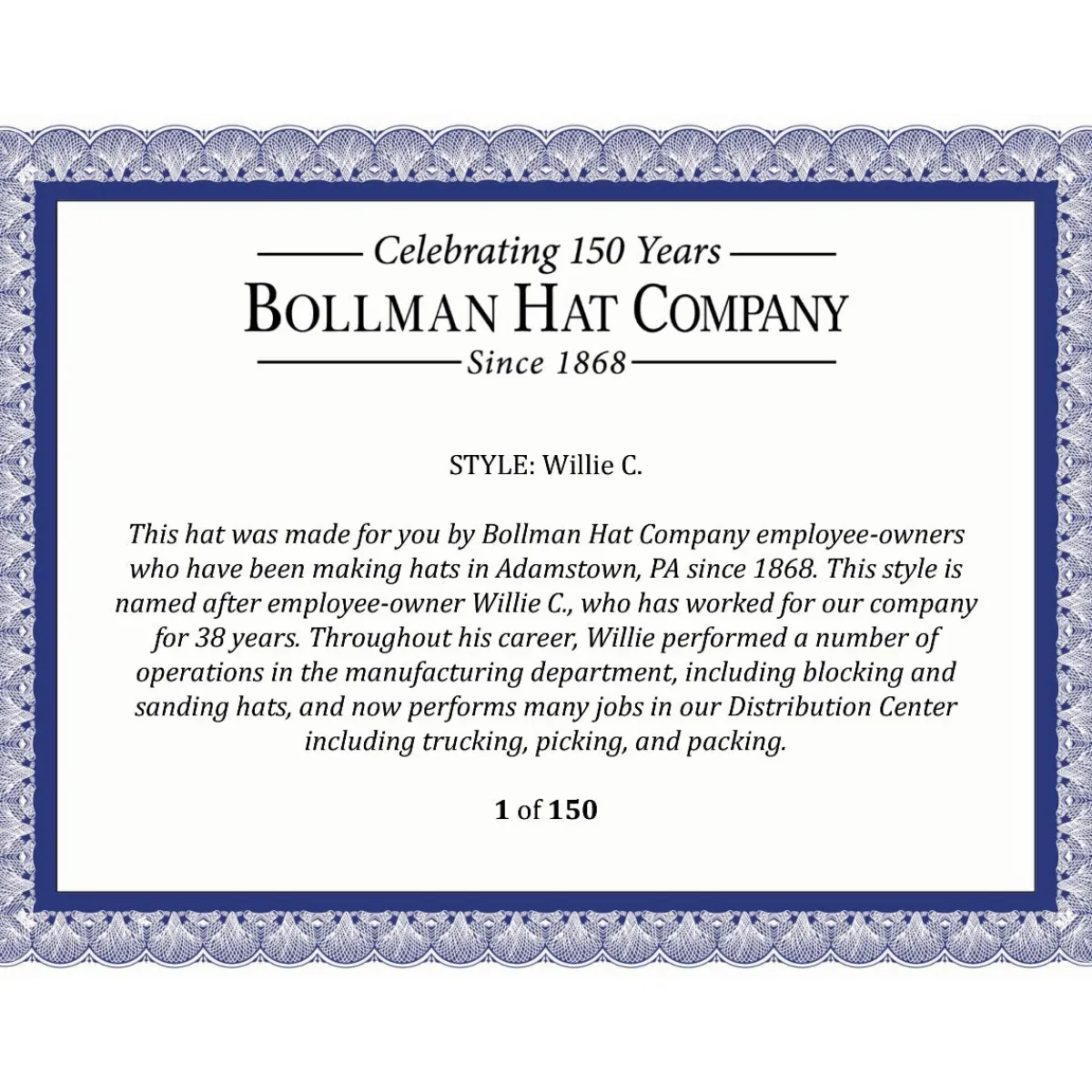 Phil A. Fedora - Exclusive-Bollman Hat Company Sale