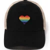 Rainbow Heart Mesh Back Baseball Cap-PonyFlo New