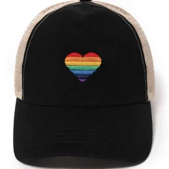 Rainbow Heart Mesh Back Baseball Cap-PonyFlo New