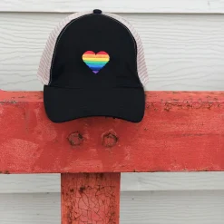 Rainbow Heart Mesh Back Baseball Cap-PonyFlo New