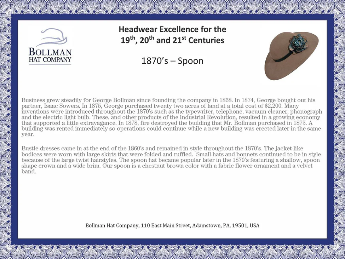 1870s Bollman Heritage Collection Spoon-Bollman Hat Company Online
